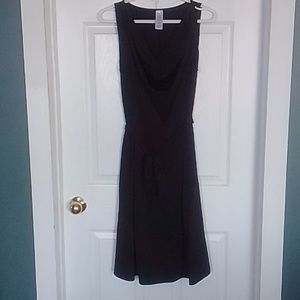 Black cowl neck dress with the belt
